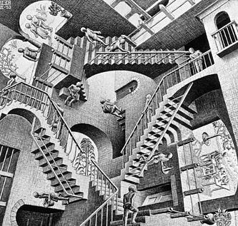 Relativity, 1953 by M. C. Escher